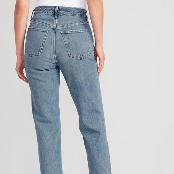 Old Navy Extra High-Waisted Button-Fly Ripped Cut-Off Straight Ankle Jeans New - Picture 4 of 9